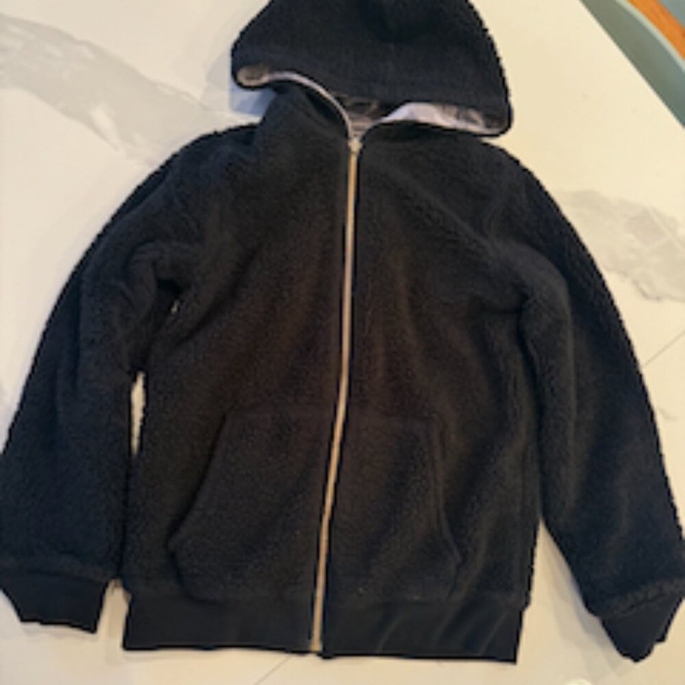 Lands End Kids Reversible Sherpa Fleece Hoodie Size L